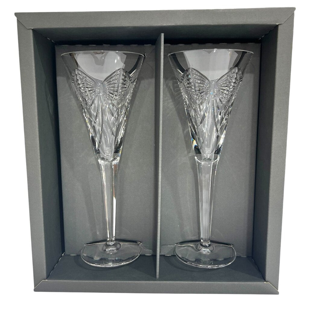 Pair of Waterford Millennium Happiness Champagne Flutes