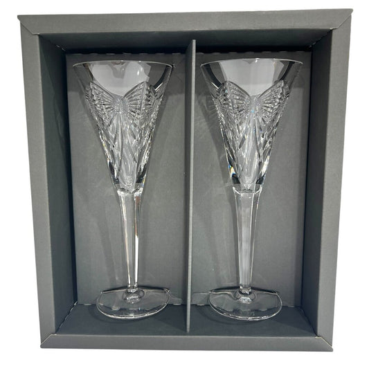 Pair of Waterford Millennium Happiness Champagne Flutes