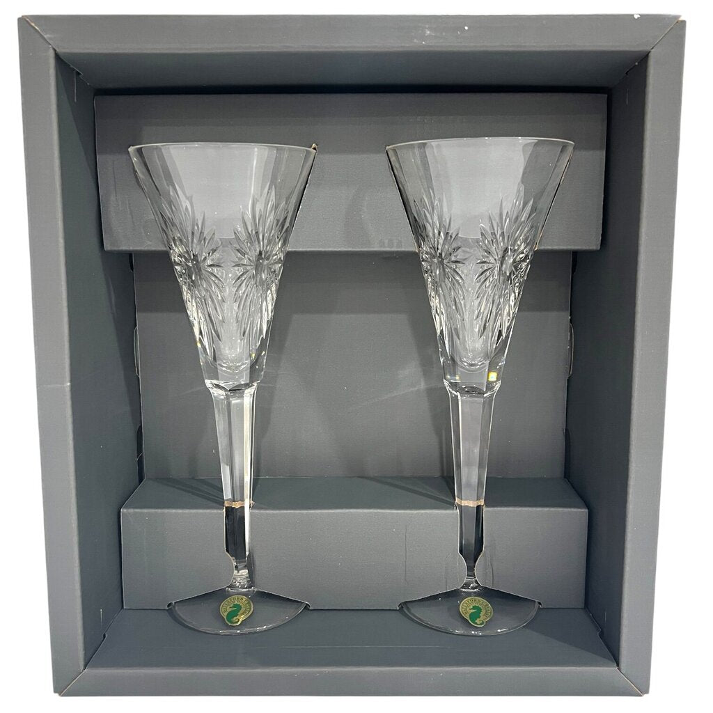 Pair of Waterford Millennium Health Champagne Flutes
