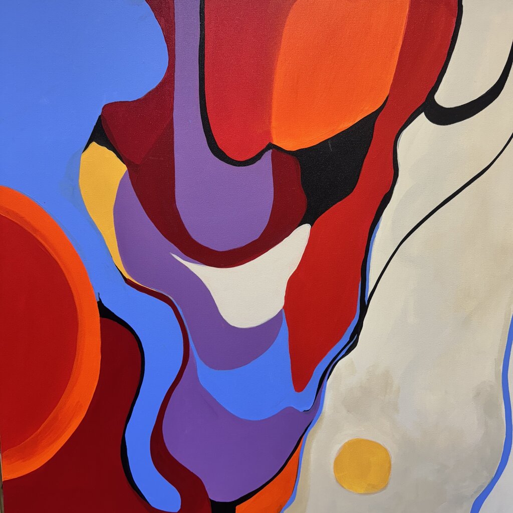"Liquid Love" by: American Modernist Abstract Expressionist Barbara Krumpp Acrylic on Canvas 2018 60Lx48H