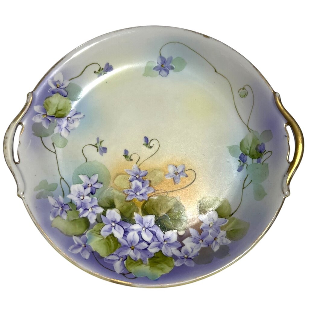 Antique Hand Painted Lavender Flowers by Nippon Cake Plate