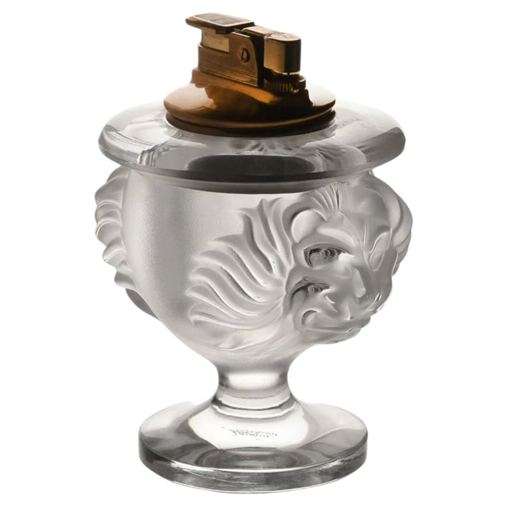 Lalique1970's Crystal Lions Smoker Set w/ Lighter and Cigarette Holder
