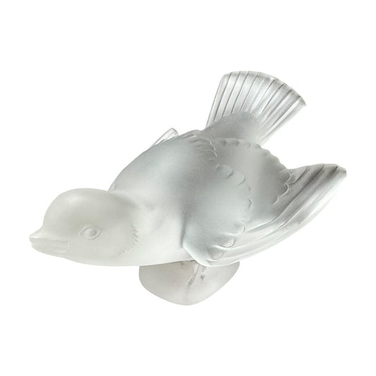 Set of 3 Lalique Frosted Crystal Sparrows Birds 5Lx3.5L