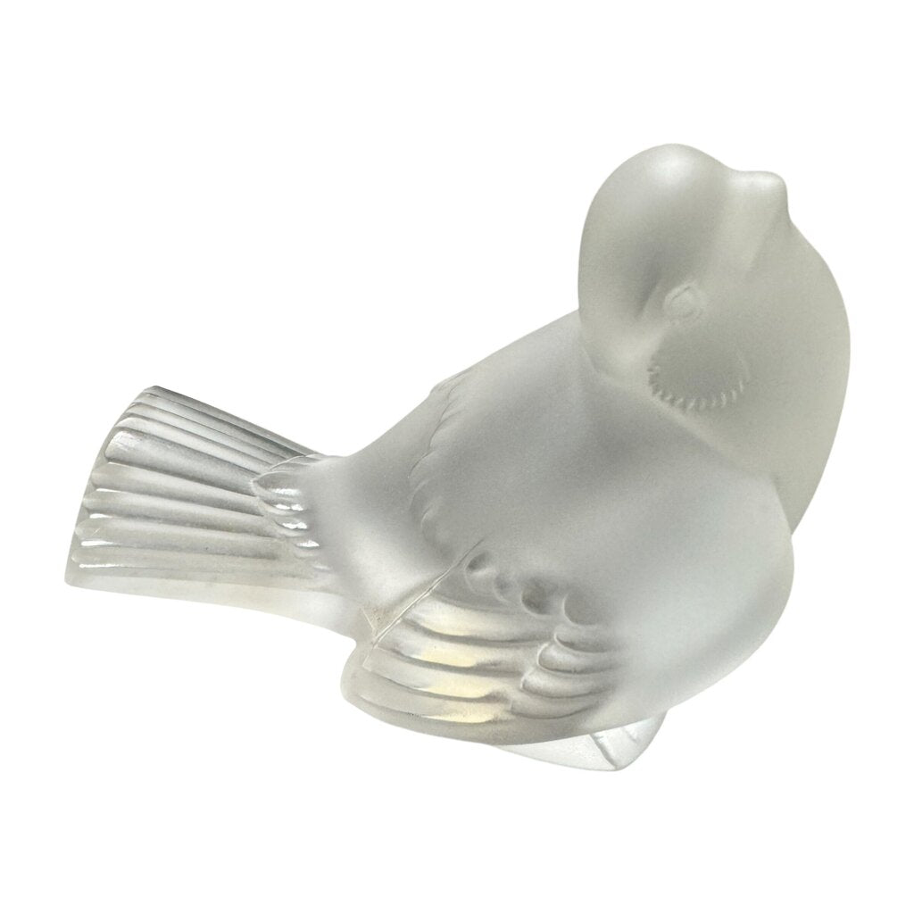 Set of 3 Lalique Frosted Crystal Sparrows Birds 5Lx3.5L