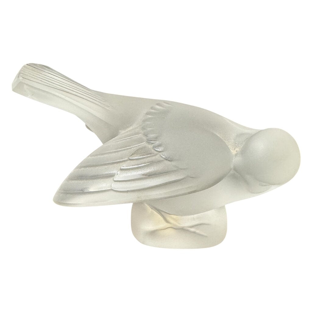 Set of 3 Lalique Frosted Crystal Sparrows Birds 5Lx3.5L