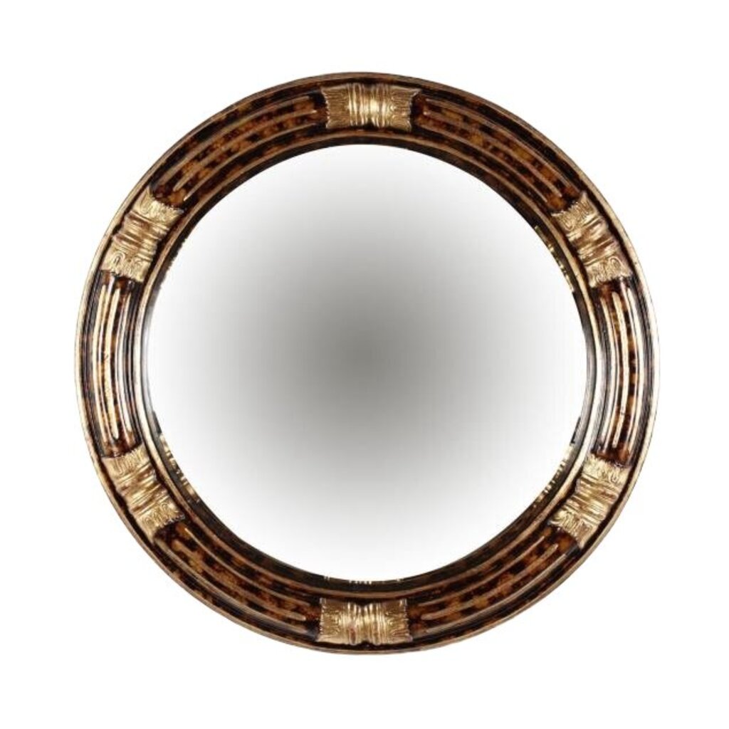 22" Round Maitland-Smith Gold Gilt Wooden Mirror