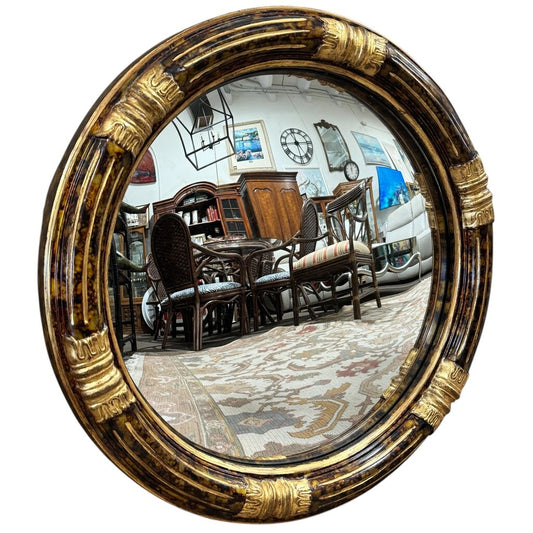 22" Round Maitland-Smith Gold Gilt Wooden Mirror