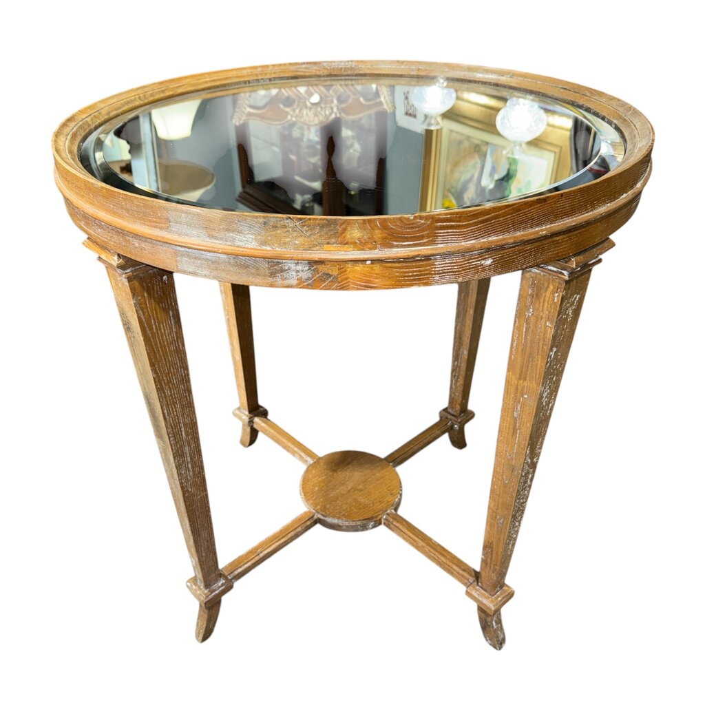 Madeline Bevel Mirrored Wood Side Table by Beyond Borders 26.5Lx26.5Wx28.5H