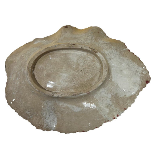 Antique Majolica Begonia Pink & Blue Leaf Plate 7.5"L X 6"W