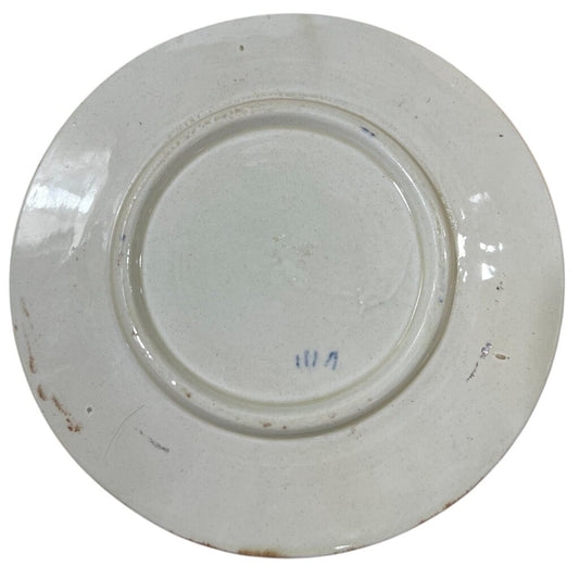 Antique Majolica Blackberry & Pink Flowers Plate 6"Dia