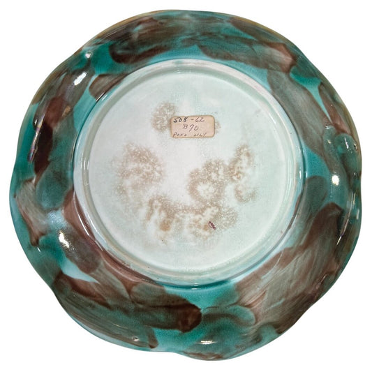 Antique Majolica Green Leaf w/ White Flower Plate 8.5"Dia