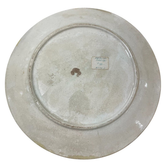 Antique Majolica Yellow & Turquoise Basket Weave Plate 9"Dia