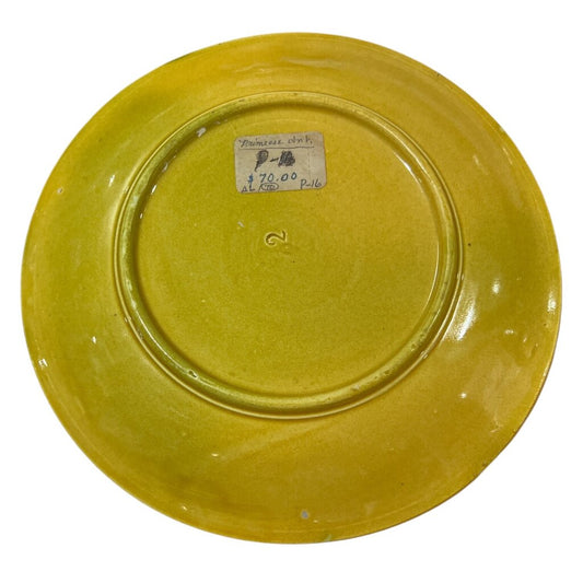 Antique Majolica Green & Brown Leaf Plate 8.5"Dia