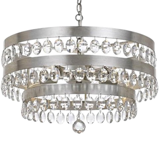 Perla Crystal 5 Light Antique Silver Chandelier by: Crystorama