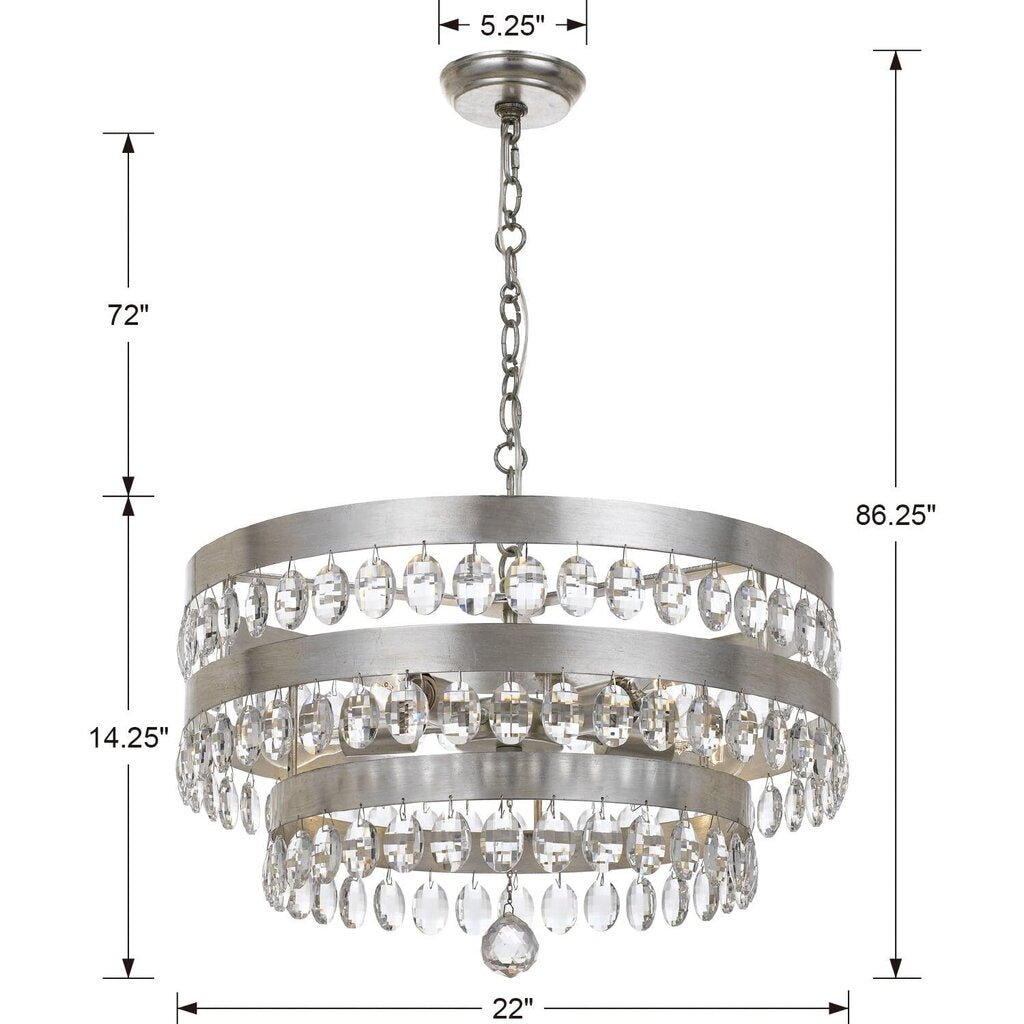 Perla Crystal 5 Light Antique Silver Chandelier by: Crystorama