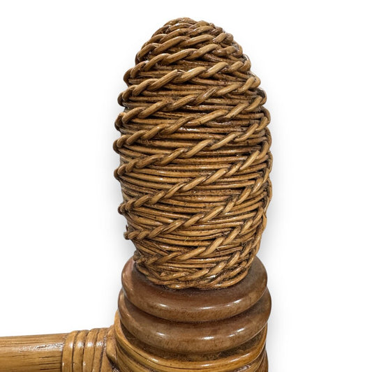 West Indies Tommy Bahama Style Rattan Wood Headboard w. Cane Panel Inserts 66Lx57H