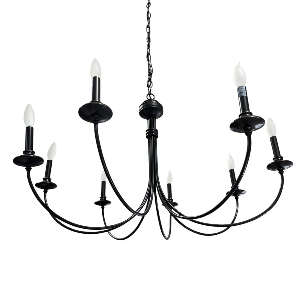 8 Light Black Steel Chandelier w/ Curved Arms 36Lx36Wx22H