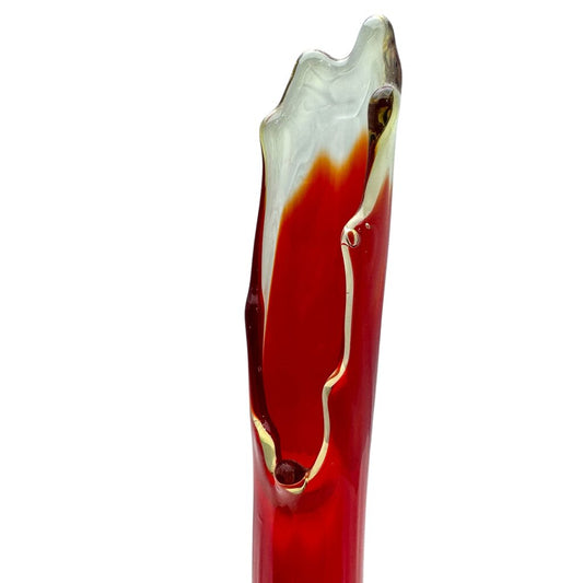 MCM Vintage L.E. Smith 3 Toed Swung Vase in Ruby Red Amberina Glass 15" tall