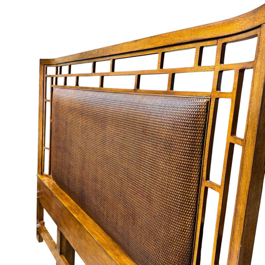 Tommy Bahama Ocean Club Paradise Point King Size Woven Rattan Wood Panel Headboard 82Wx68H