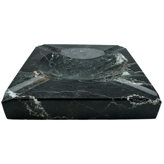 Square Black "Zebra" Marble Cigar Ashtray 7Lx7Wx1.25H