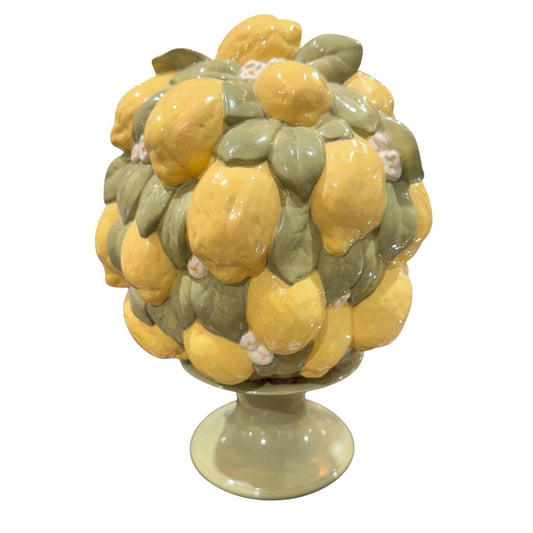 Vintage Italian Signed Ceramic Lemon Tree Topiary 9Wx13H