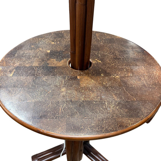 Rattan Floor Lamp w/ Parquet Bamboo Table & Seagrass Shade 63"Hx24"W