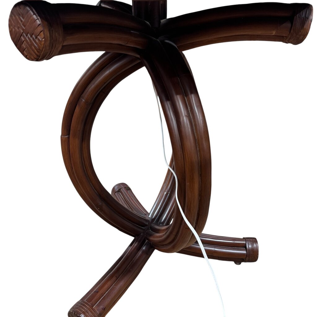 Rattan Floor Lamp w/ Parquet Bamboo Table & Seagrass Shade 63"Hx24"W