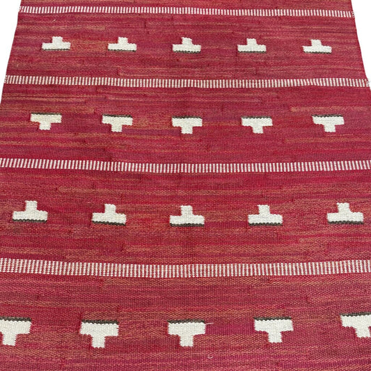 RÖLAKANMATTA Flat Weave Dhurrie Wool Rug 77"Lx45"W