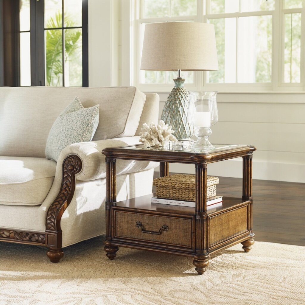 Tommy Bahama Home Bimini Square End Table 26"Lx26"Wx24"H (less than 1 year old, retail $1,679)