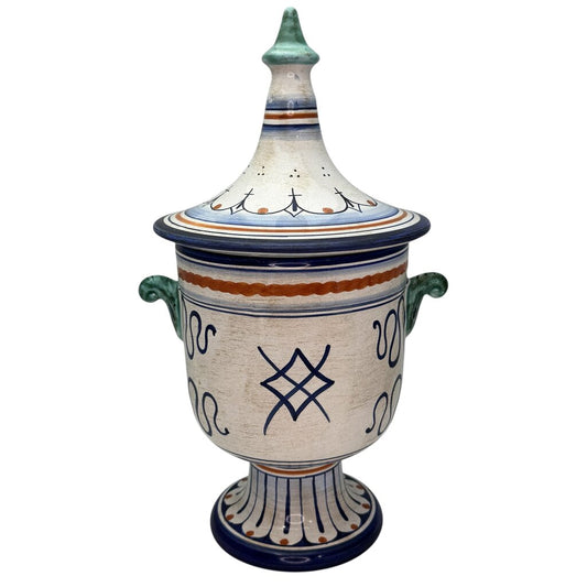 Vintage Hand Painted Antica Deruta Italian Poligala Apothecary Jar 14"Hx9"D