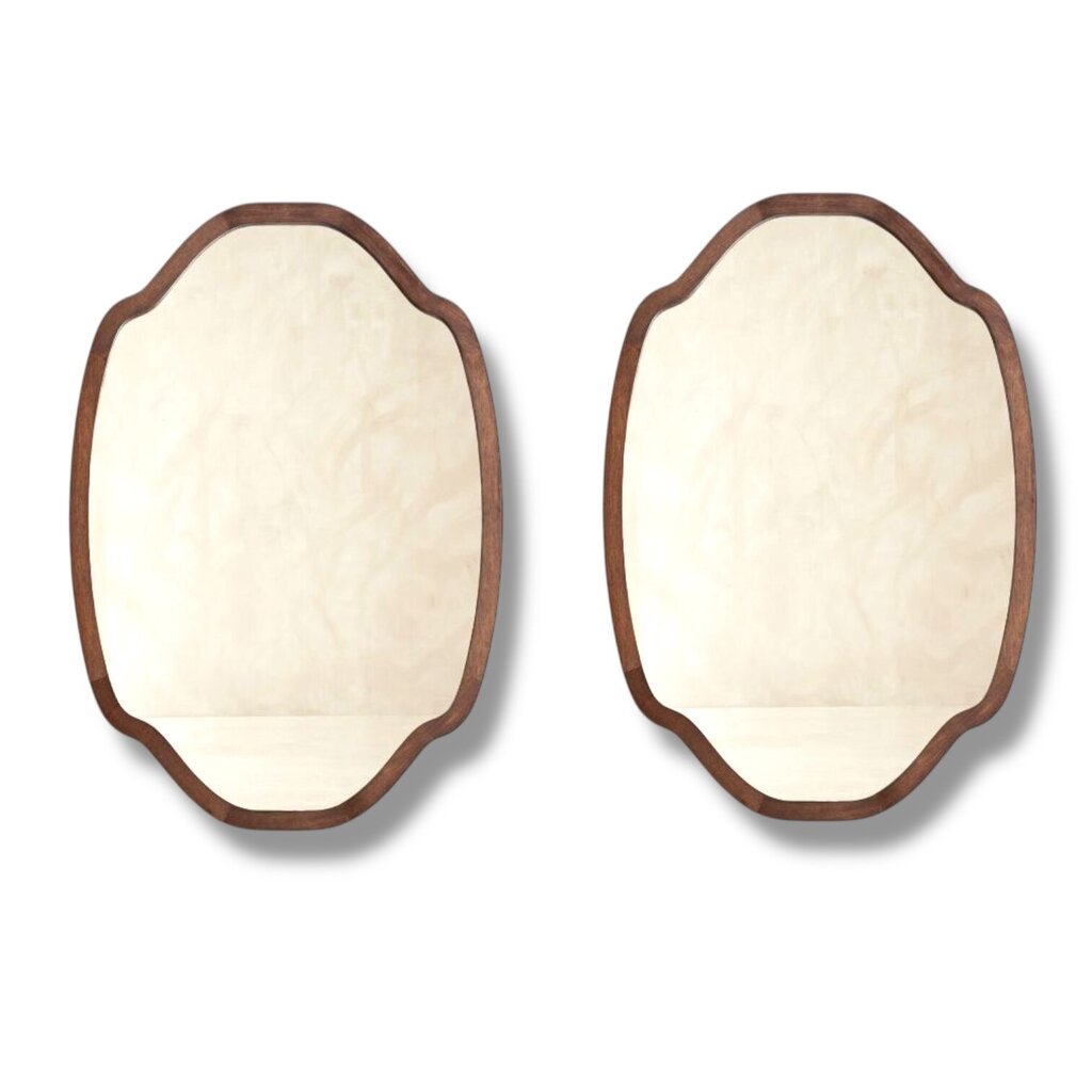 Pair of Custom Cut Walnut Mirrors by Dmitry & Co. 36"Wx54"H