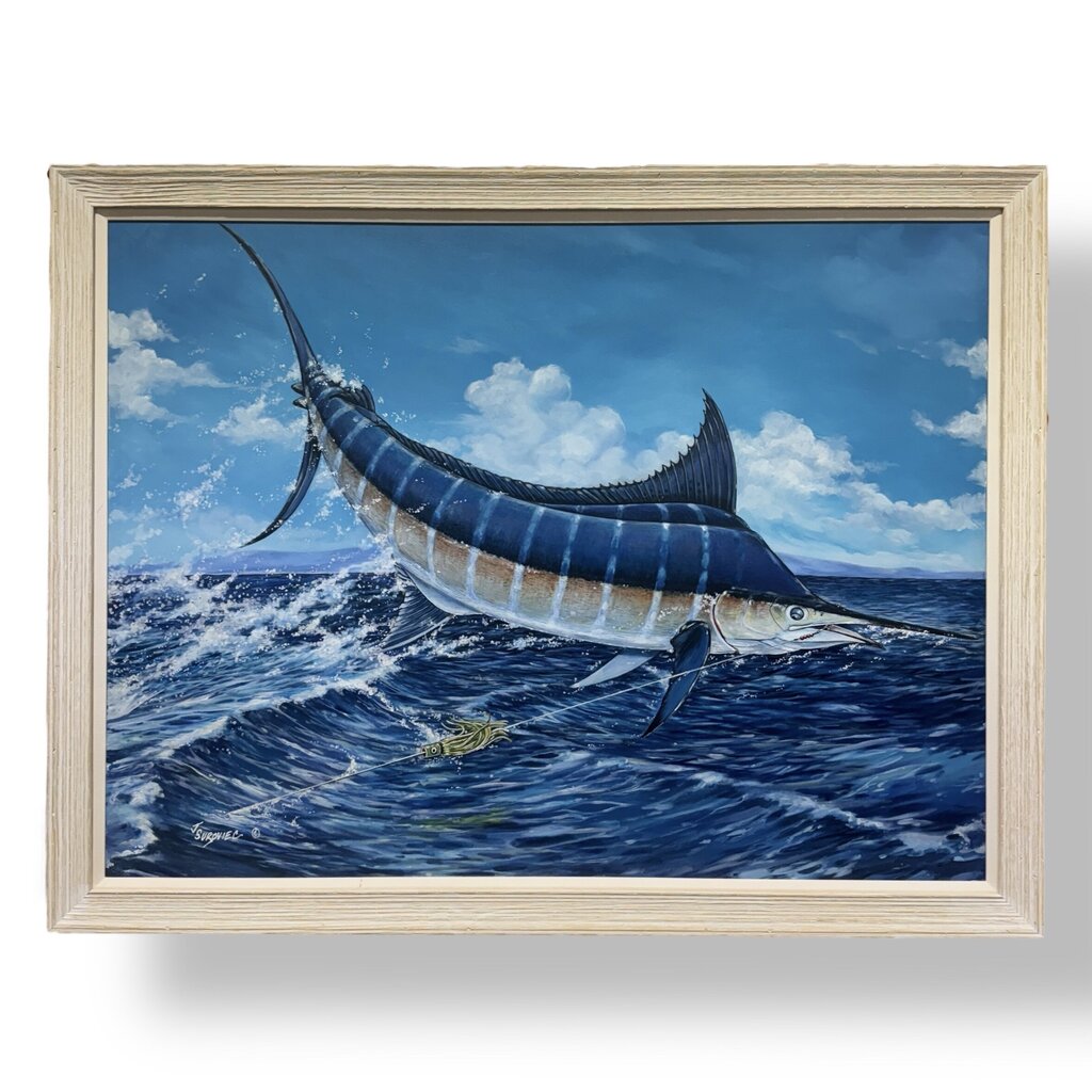 Hooked Marlin Oil Painting by: World-Class Gamefish & Wildlife Artist J. Suroviec
