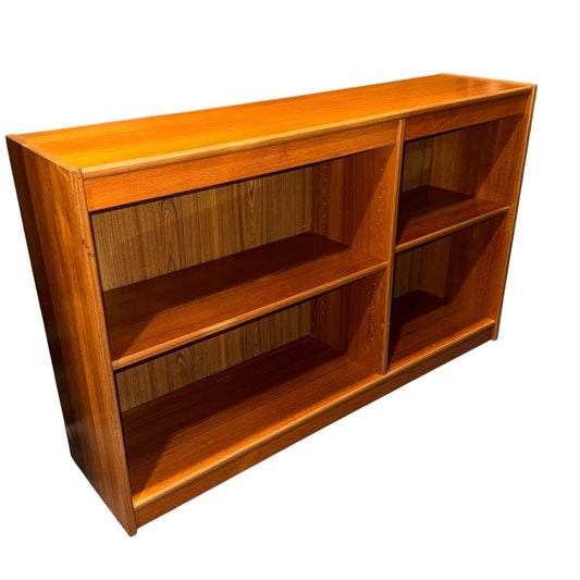 Danish Modern Teak Low Adjustable Bookcase 48Lx12Wx30H