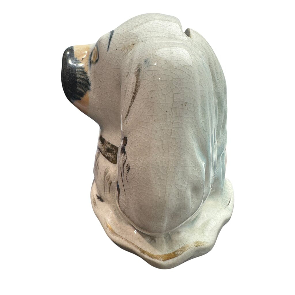 Antique Staffordshire Dog Coin Bank 4.5Lx3Wx3.5H