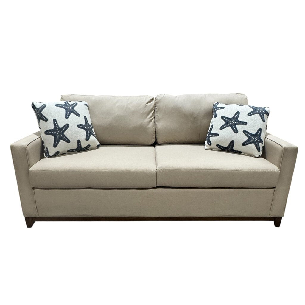 75" Wing Armed Platform Sofa in Spectra Sand Custom Made in Florida by Stanley Chair Co.