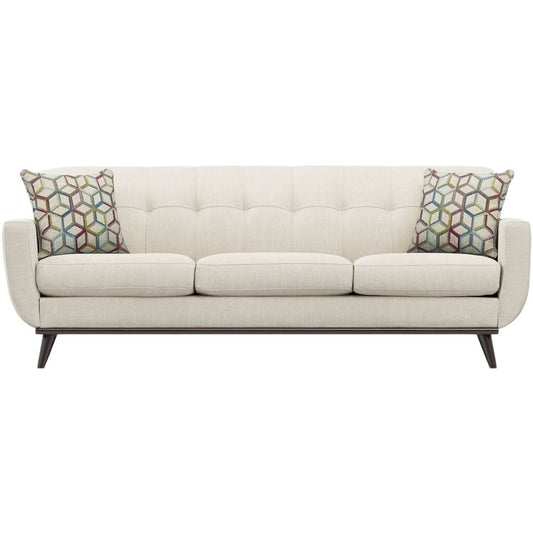 Lightly Used Mid-Century Style East Side Apartment Sofa w/ Chenille Upholstery Color Sand 92Lx37Wx34H (2 Sofas & Chair Available)