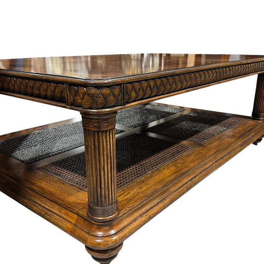 Tommy Bahama Coffee Table w/ Wicker Cane Base 50Lx34Wx19H