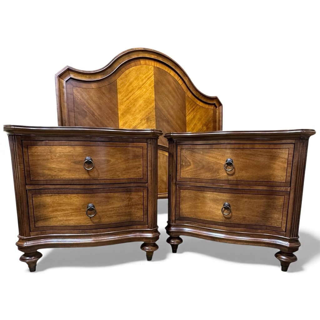 Dark Wood King Sized Headboard w/ Rails & Footboard 80Lx68H