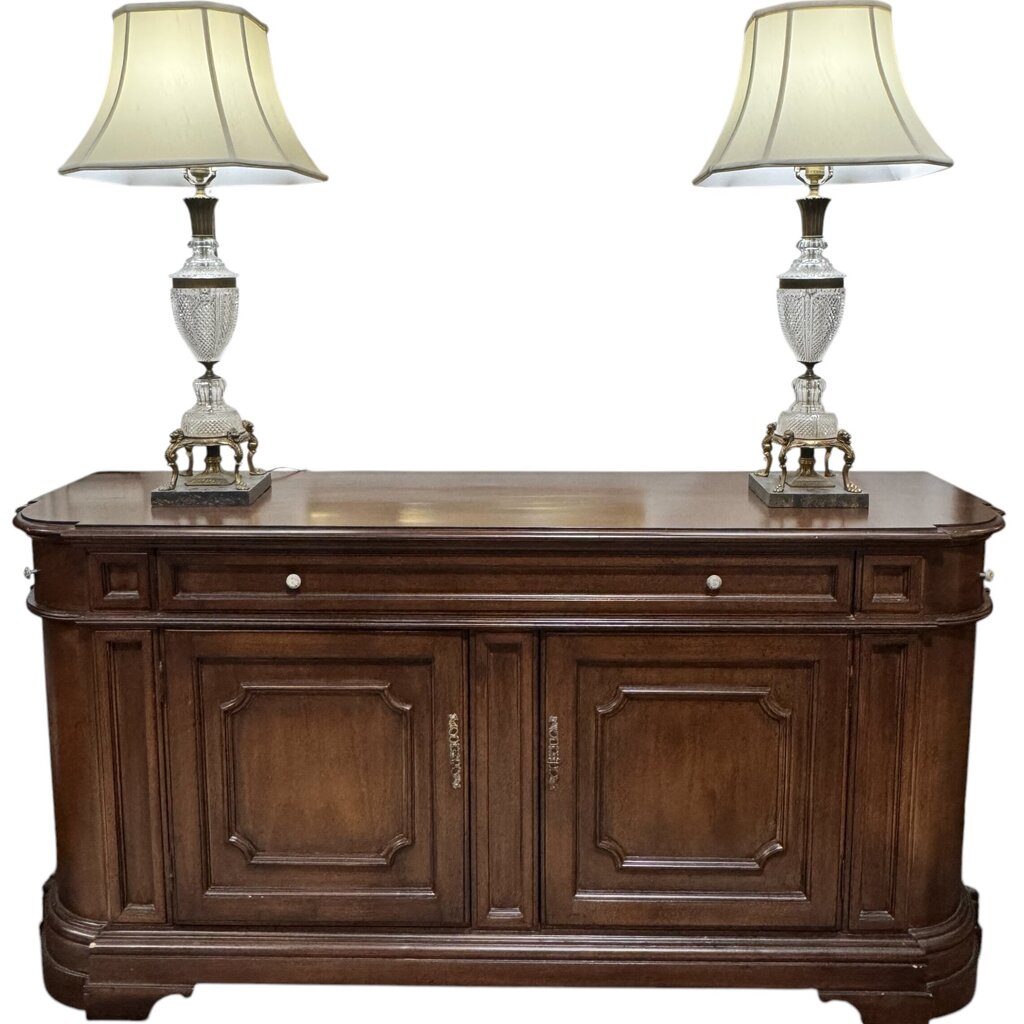 Traditional Solid Walnut Sideboard or Credenza w/ Original Keys 72Lx19Wx36H