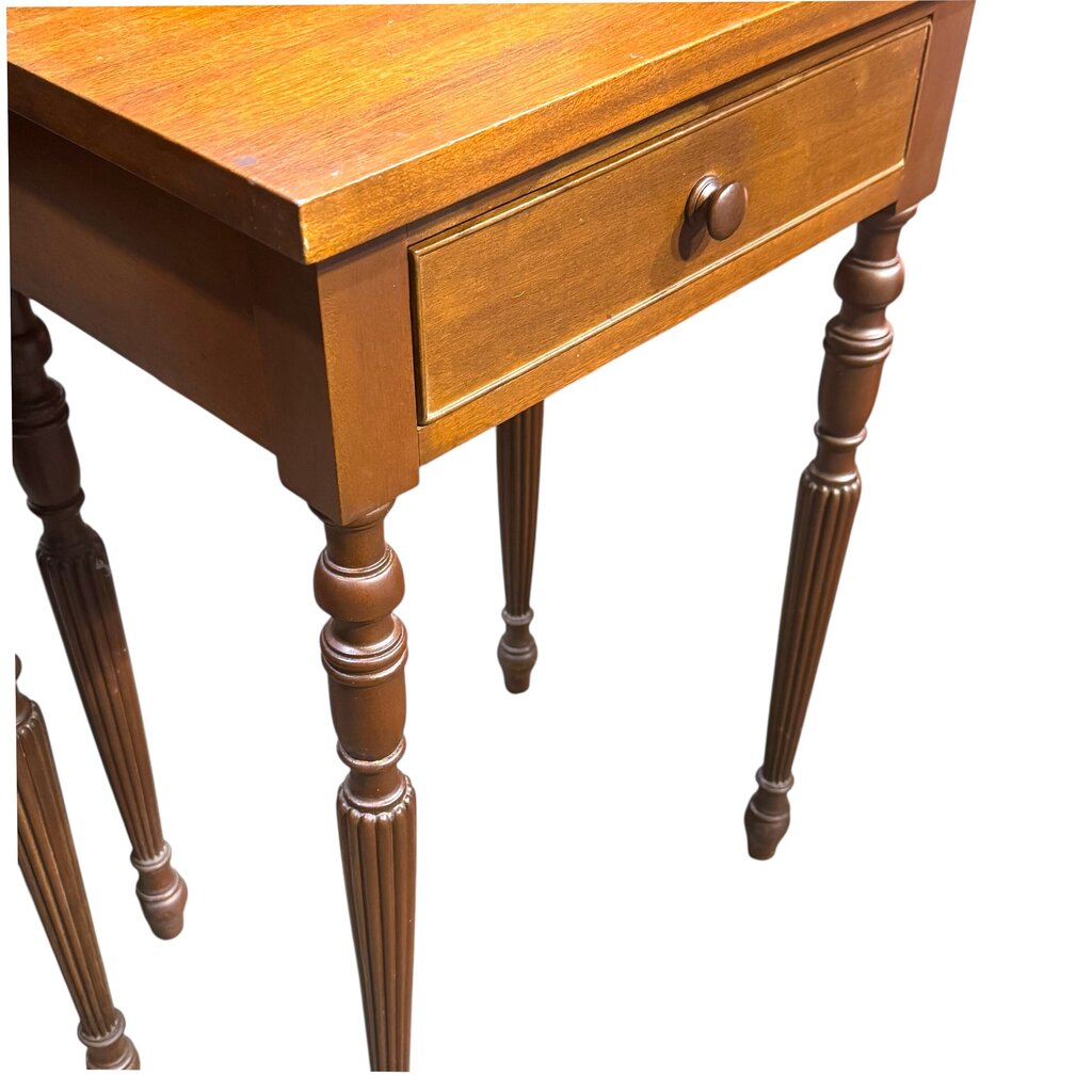 Pair of American Sheraton Solid Cherry Wood One-Drawer Nightstands / Sidetables 18Lx14Wx29H