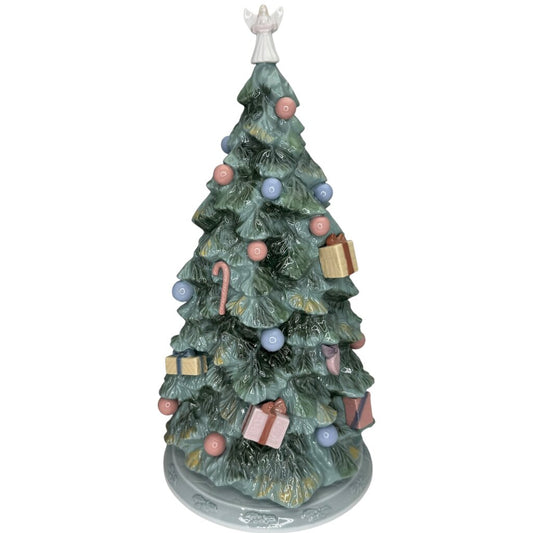Vintage Lladro "O Christmas Tree" Hand-painted Porcelain Christmas Tree Figurine #6670 6Wx12.5H Box Included