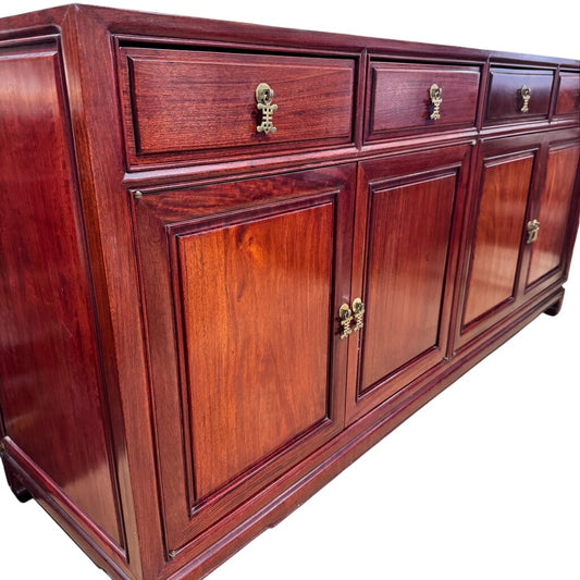 Vintage Oriental Rosewood Buffet w Brass Handles 66x19x32