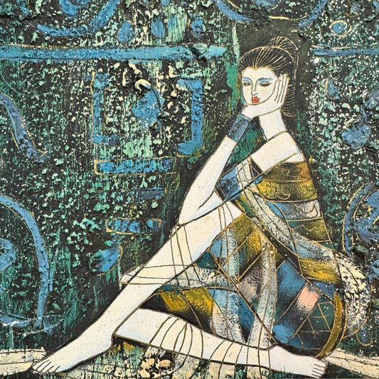 Original Oil Painting of Female in "Socialist Realism" Pose by By Artist SHAO KUANG TING, CHINESE (1939 - )