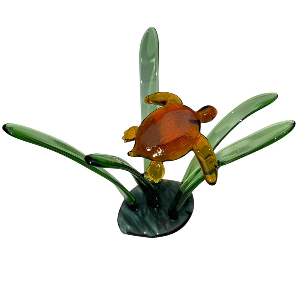 Hatchling Sea Turtle Art Glass Sculpture 8" tall