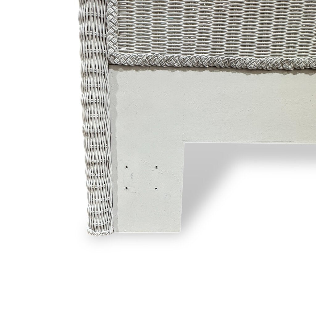 Vintage Henry Link/ Lexington Boho Chic White Queen or Full Size Wicker Headboard 66Lx4Wx50H