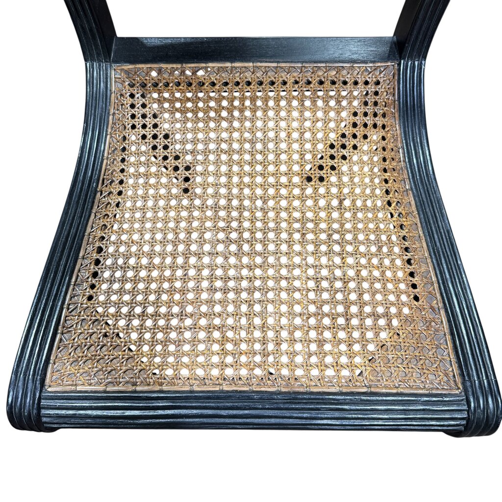 Black Regency Style Caned Mahogany Dining Chairs Set of 5 19Lx18Wx38H