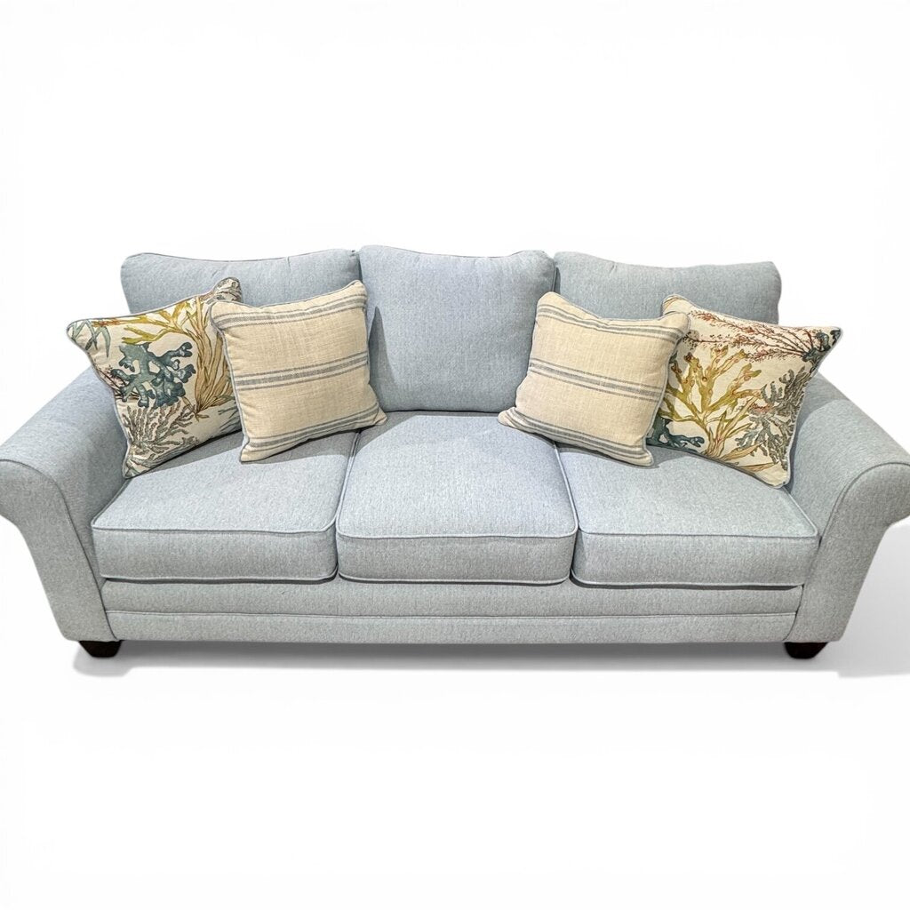 Fusion Rolled Arm Sofa from the Labyrinth Sky Collection Made in USA 4 Pillows Included 88Lx38Wx37H
