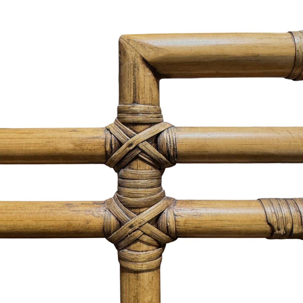 Vintage Ficks Reed Hollywood Regency / Coastal Boho Bamboo Chippendale King Headboard 81Lx41H