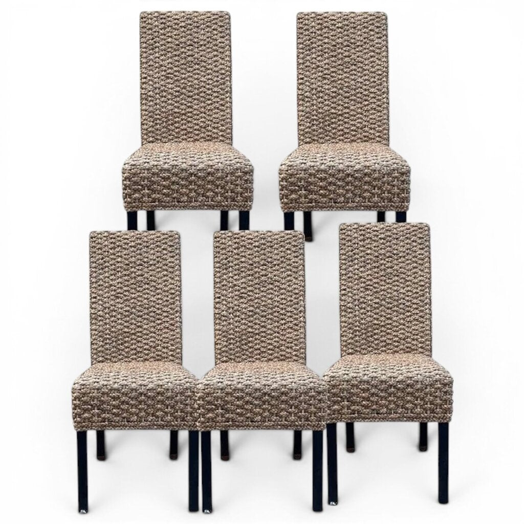 Set of 5 Woven Seagrass Dining Chairs 19Lx18Wx42H