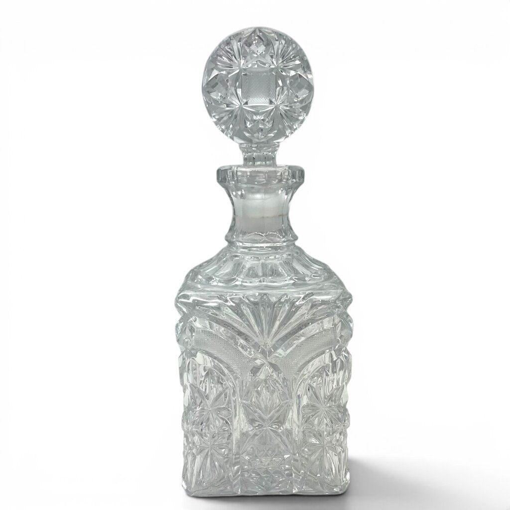 Crystal Square Decanter w/ Faceted Stopper